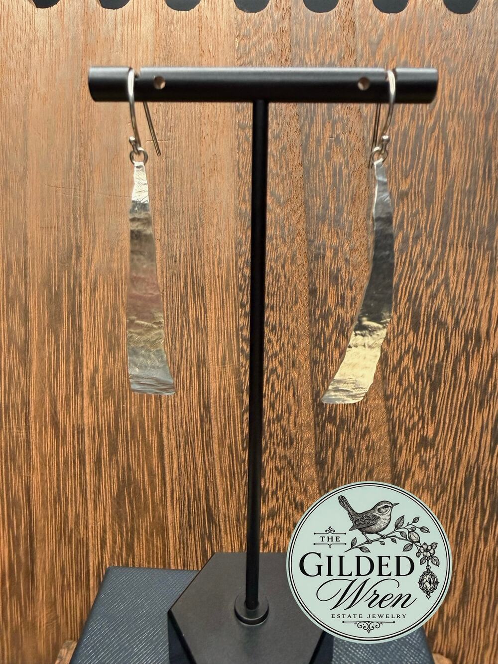 Silpada W3141 Sterling Silver Hammered Bar Dangle Earrings 925 Israel